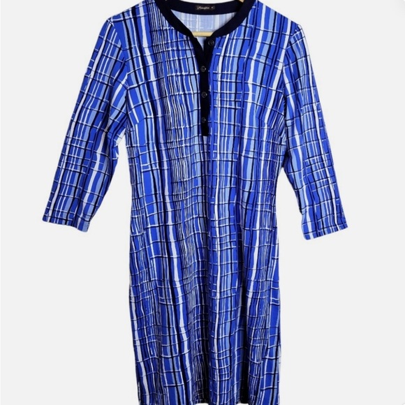 J. McLaughlin Biscayne Dress Nautical Blue Navy Crackle Size small - Picture 2 of 5